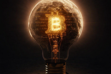 Illustration d’une ampoule contenant le symbole Bitcoin, utilisée pour un article sur 30 études académiques consacrées à Bitcoin, l’énergie et la transition énergétique